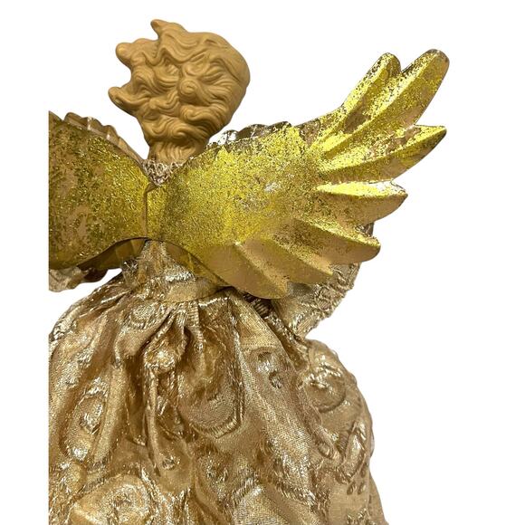 Gold Angel Tree Topper with Metal Wings Holiday Christmas Decor 12” - Picture 5 of 8